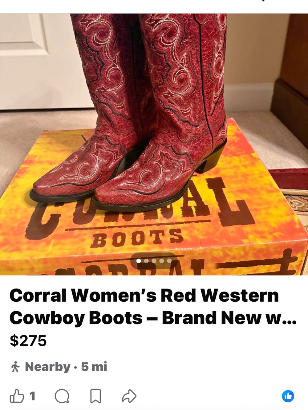 Corral Women's Red Embroidered Western Cowboy Boots.  deep red color